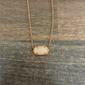 Kendra Scott Elisa Rose Gold Pendant Necklace in Iridescent Drusy